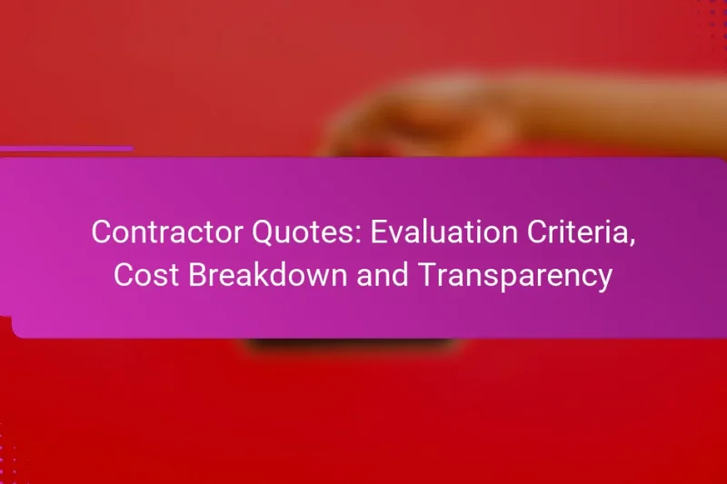 Цитаты подрядчиков: Критерии оценки, разбивка стоимости и прозрачность