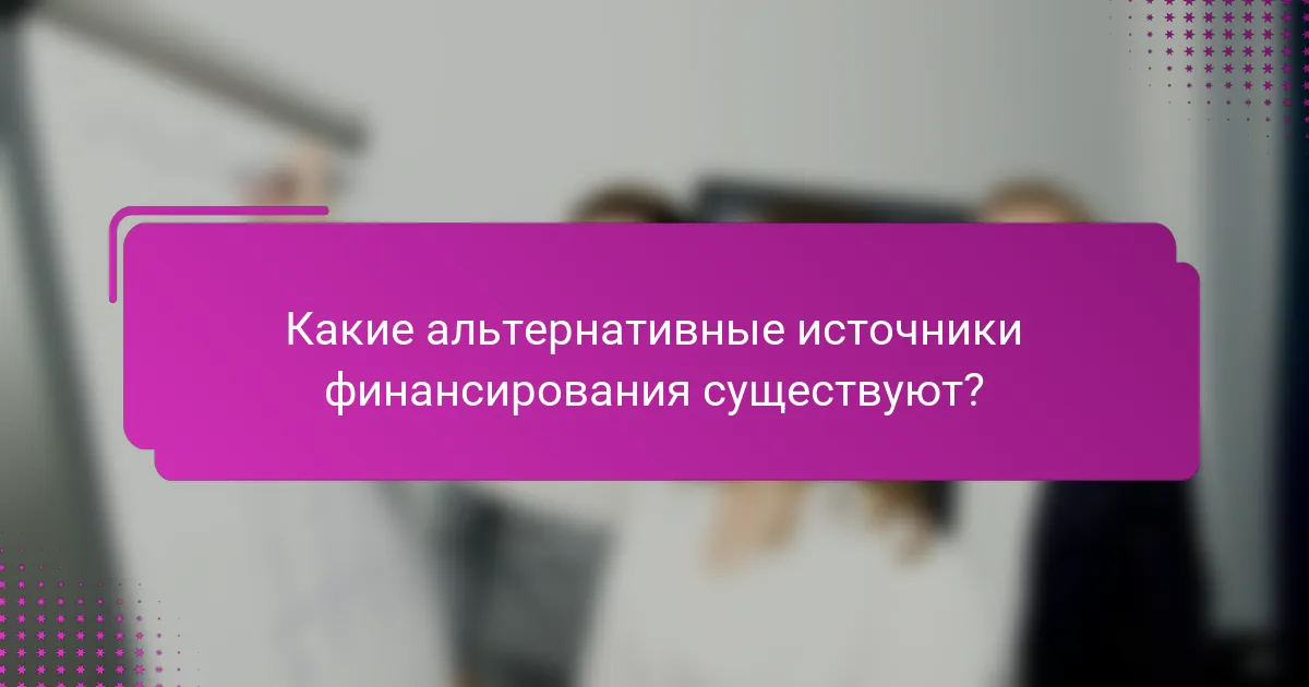 Какие альтернативные источники финансирования существуют?