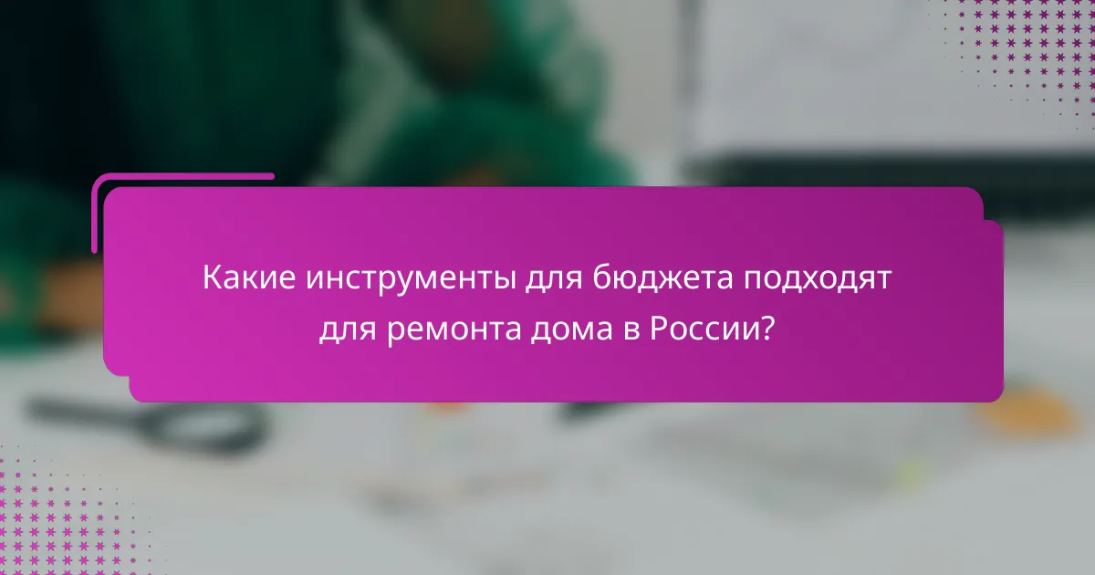 Какие инструменты для бюджета подходят для ремонта дома в России?