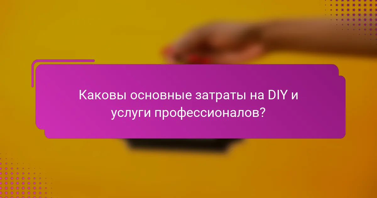Каковы основные затраты на DIY и услуги профессионалов?
